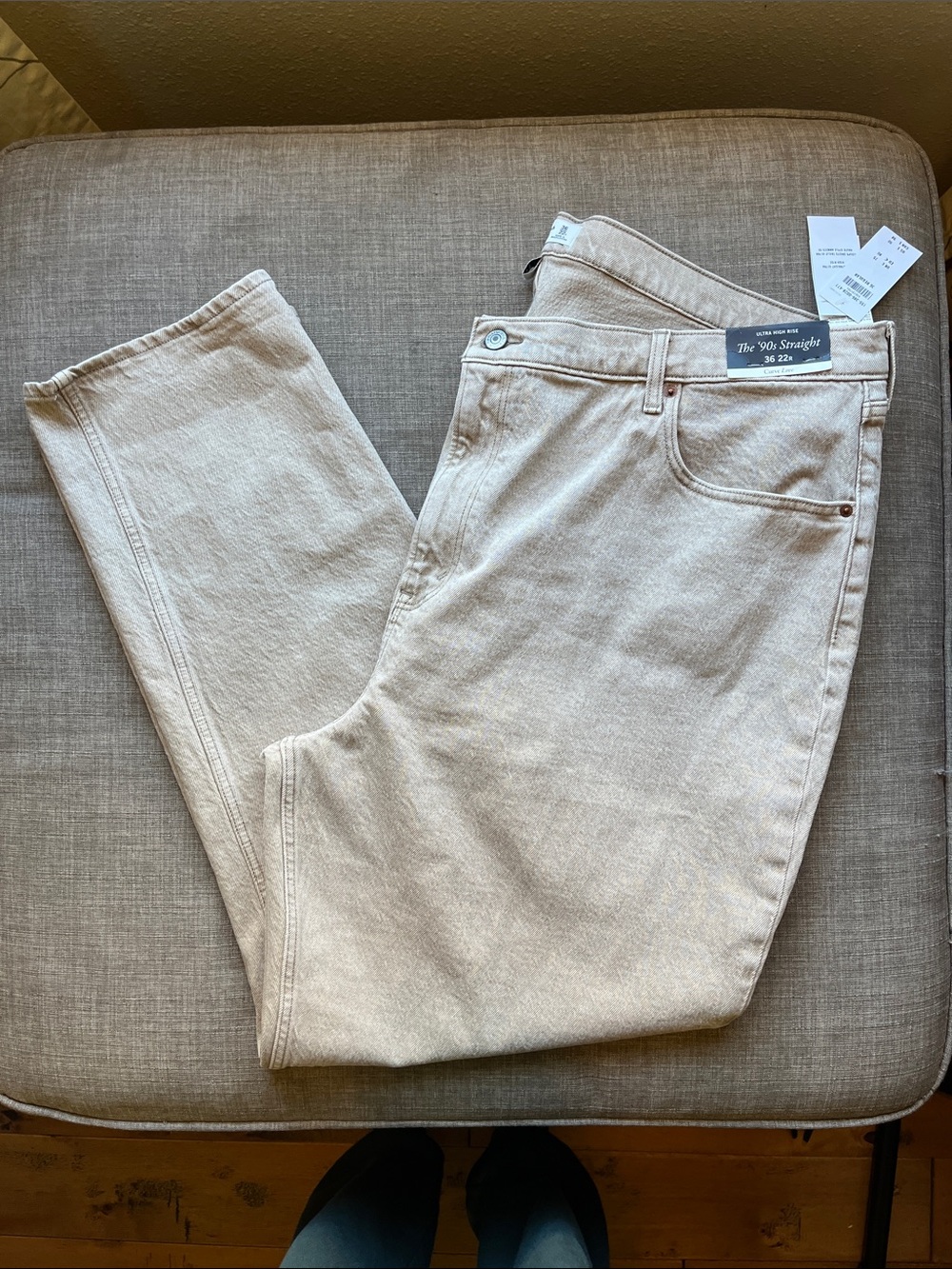 Abercrombie The 90's Straight Ultra High Rise Neutral Jeans Plus Size 22